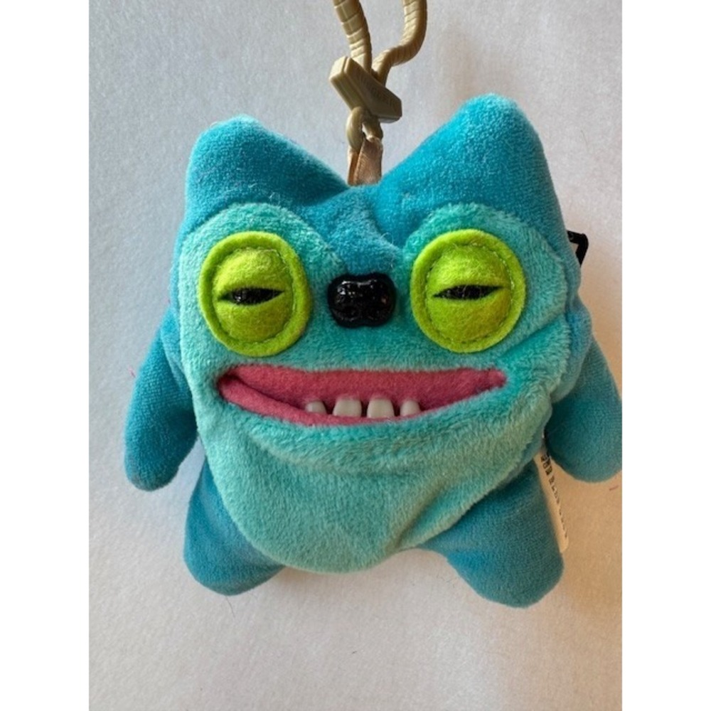 Mini Fuggler Plush Clip-On Keyring GREEDY GRINNER‎ TEAL Ugly Silly Keychain Gift
